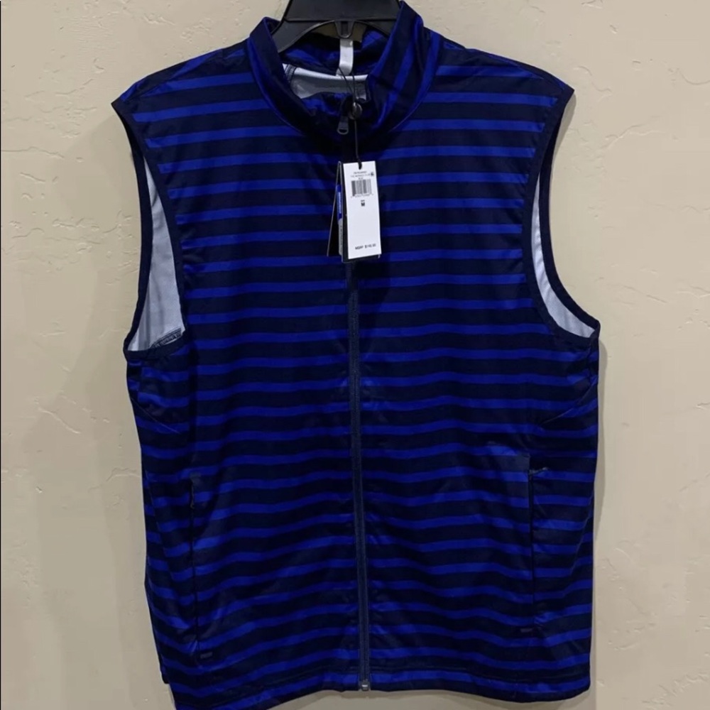 RARE Ralph Lauren RLX Golf Vest Blue And Navy Blue Striped